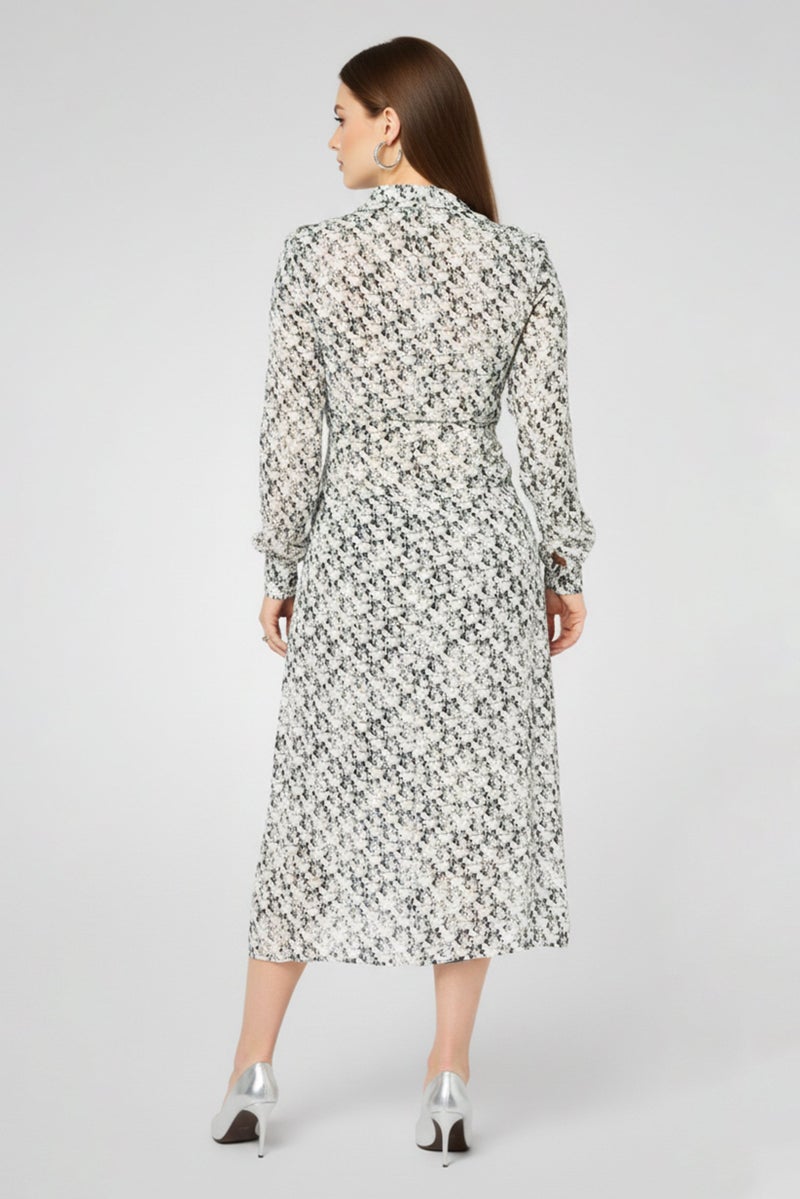 PINKO Women Spread Collar Allover Print Maxi Dress, Multicolor - Image 4